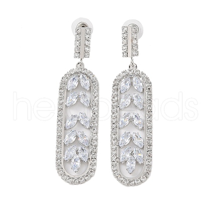 Brass Micro Pave Cubic Zirconia Stud Earrings EJEW-B046-24P-1