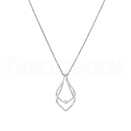 FIBLOOM 1Pc Stainless Steel Teardrop Pendant Necklaces NJEW-FI0001-61P-1