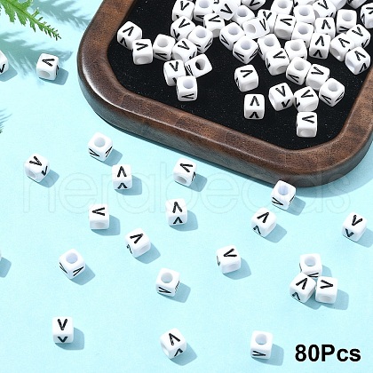 Acrylic Horizontal Hole Letter Beads OACR-YW0002-08V-1