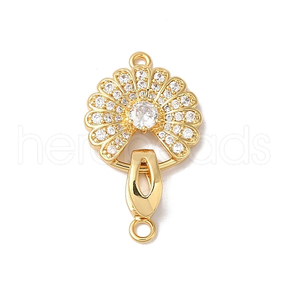 Rack Plating Brass Micro Pave Clear Cubic Zirconia Fold Over Clasps KK-A222-14G-1