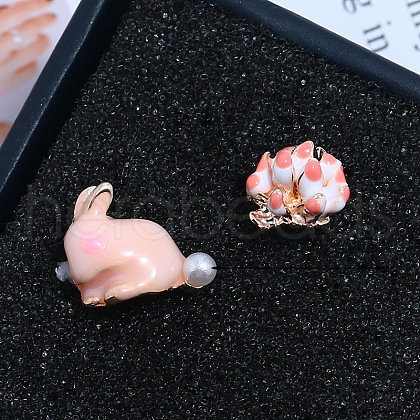 Zinc Alloy Elegant Rabbit Flower Stud Earrings for Women OS7109-2-1