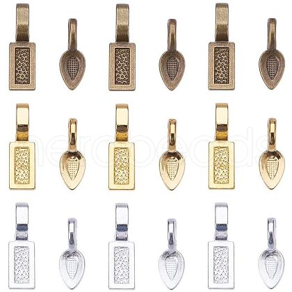 Tibetan Style Alloy Glue-on Flat Pad Bails TIBE-PH0001-25-NF-1