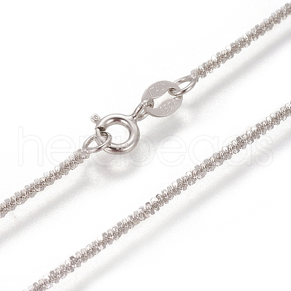 Anti-Tarnish Rhodium Plated 925 Sterling Silver Chain Necklaces STER-L059-12B-1