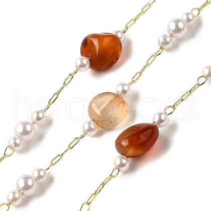 Handmade Natural Carnelian Nuggest Beaded Chains CHC-F020-03G-04-1