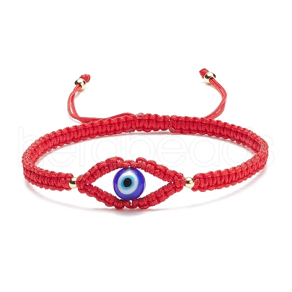 Lampwork Evil Eye Braided Bead Bracelet BJEW-TA00160-02-1