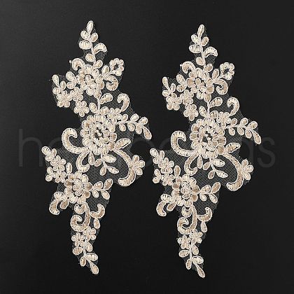 Flower Polyester Embroidery Appliques PATC-WH0008-16B-1