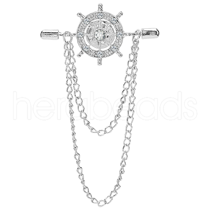 Gorgecraft 2Pcs Helm Zinc Alloy Hanging Chain Brooches with Crystal Rhinestone FIND-GF0006-83P-1