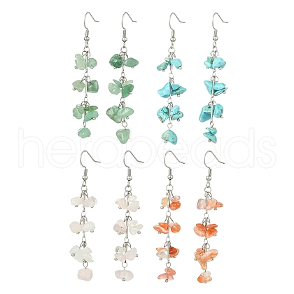 4 Pairs 4 Styles Natural Mixed Stone & Synthetic Turquoise Dangle Earrings for Women EJEW-TA00553-1