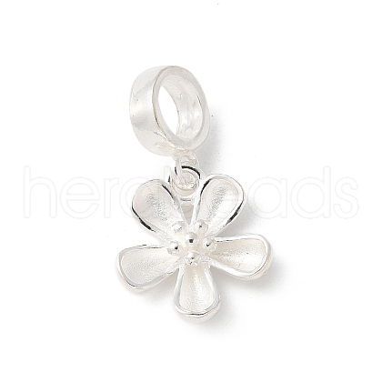 925 Sterling Silver Flower European Dangle Charms STER-H115-14S-1