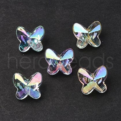 UV Plating Rainbow Iridescent Acrylic Beads OACR-H015-04-1