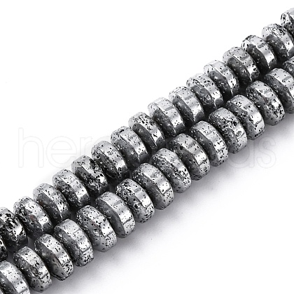 Electroplated Natural Lava Rock Beads Strands G-A256-E01-01G-1