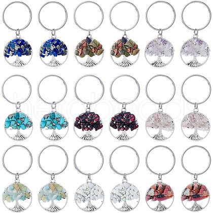 SUPERFINDINGS 2 Sets Natural & Synthetic Mixed Stone Keychain KEYC-FH0001-15-1