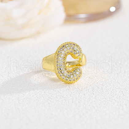 Brass Micro Pave Clear Cubic Zirconia Cuff Rings FS-WGF2B82-26-1