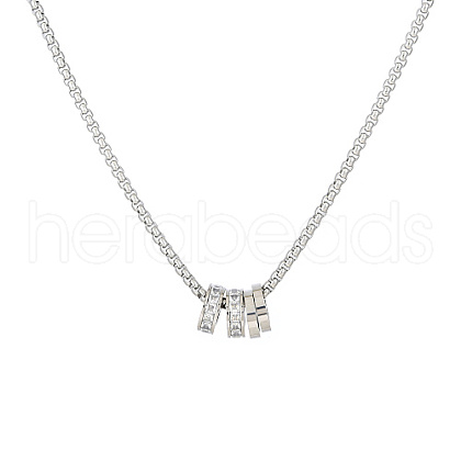 Stainless Steel Micro Pave Cubic Zirconia Ring Pendant Necklaces NU5529-1