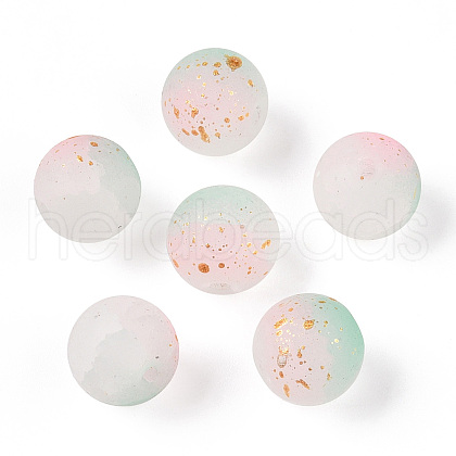 Frosted Baking Painted Crackle Glass Beads with Glitter Powder X1-DGLA-T004-01F-1