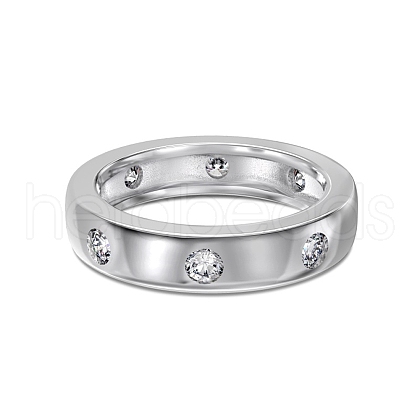 Rhodium Plated 925 Sterling Silver Micro Pave Cubic Zirconia Finger Rings for Women RJEW-K253-11P-1