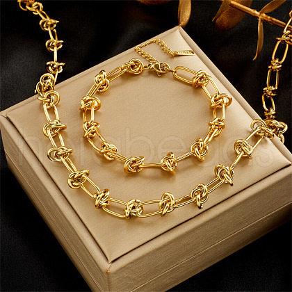 Stainless Steel Knot Thorn Link Chain Bracelets & Necklaces Sets WGD3F87-03-1