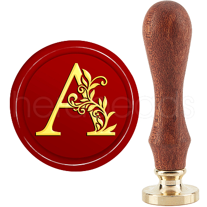 Brass Wax Seal Stamp with Handle AJEW-WH0184-0631-1