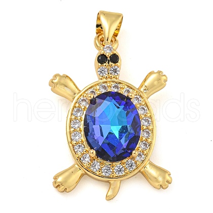 Tortoise Rack Plating Brass Micro Pave Cubic Zirconia Charms KK-G513-78A-01G-1