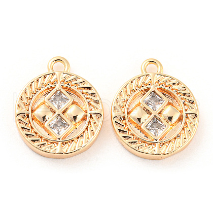 Brass Micro Pave Cubic Zirconia Charms KK-E090-31G-1