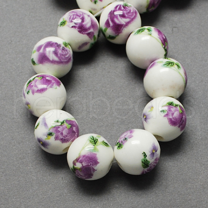 Handmade Printed Porcelain Beads X-PORC-Q199-12mm-01-1