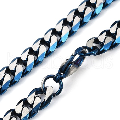 Matte Style 304 Stainless Steel Cuban Link Chain Necklaces for Men NJEW-B116-05BL-1