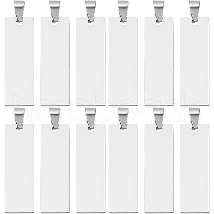 SUNNYCLUE 12Pcs Stainless Steel Stamping Blank Tag Pendants FIND-SC0010-66-1