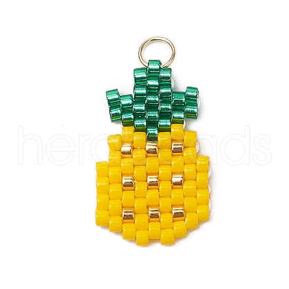 Glass Seed Beaded Pendants PALLOY-MZ00517-02-1