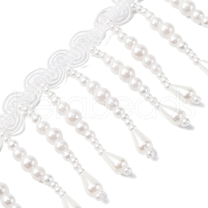 Polyester & Imitation Pearl Beaded Tassel Ribbon OCOR-XCP0002-70-1