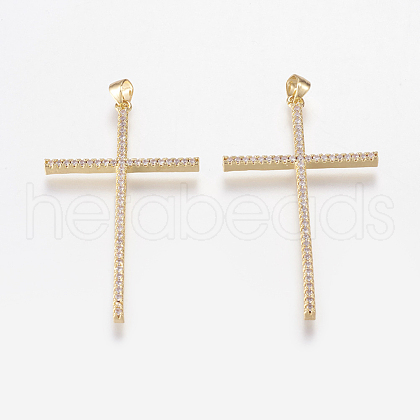 Brass Micro Pave Cubic Zirconia Big Pendants ZIRC-L067-16-G-NR-1