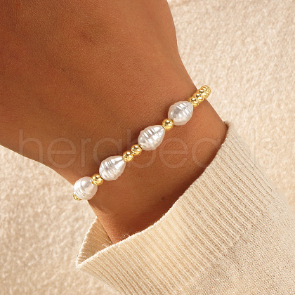 French Style Brass Round Beads Braided Bead Bracelets for Women CU2668-1