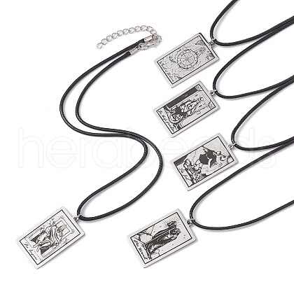 Tarot Card 201 Stainless Steel Pendant Necklaces NJEW-JN04496-1