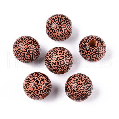 Printed Schima Wood Beads WOOD-N017-01C-1