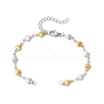 304 Stainless Steel Heart Link Chain Bracelet Makings for Women AJEW-JB01340-03-1