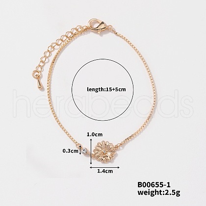 Cute and Stylish Flower Brass Rhinestone Charm Bracelets for European and American KS5683-1-1