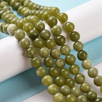 Natural Xinyi Jade/Chinese Southern Jade Beads Strands G-T055-8mm-15-1