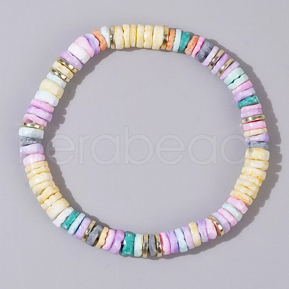 Mother's Day Jewellery Bohemian Style Pearl Shell Heishi Beads Stretch Bracelets for Women YA0388-6-1