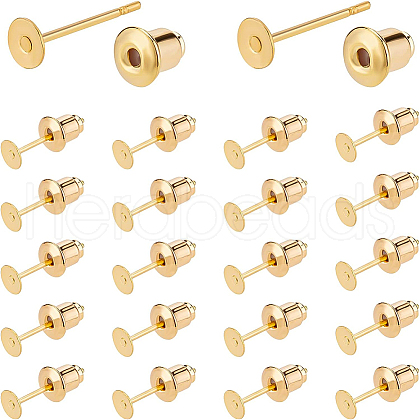 Brass Stud Earring Findings KK-BC0005-36G-1