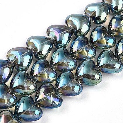 Electroplate UV Plating Glass Beads Strands EGLA-B008-01A-FR02-1