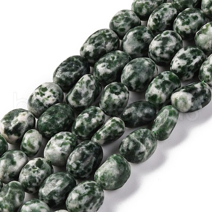 Natural Green Spot Jasper Beads Strands G-G146-A26-02-1