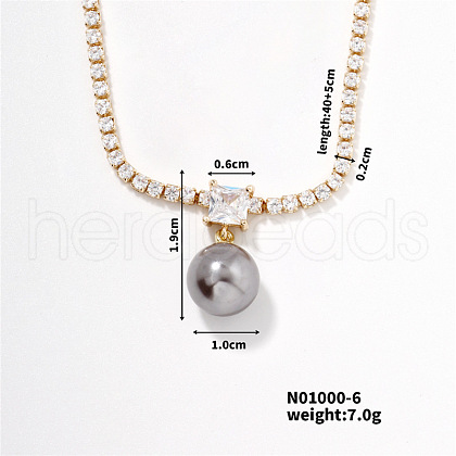 Mother's Day Jewellery Elegant Pearl Pendant with Shiny Diamond Chain Necklace Jewelry for Women TF6886-6-1