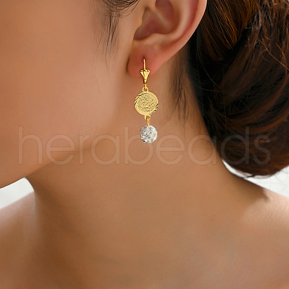 Fashionable Brass Coin with Round Tassel Hoop Earrings JS4120-1