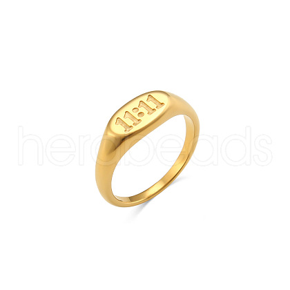 Lucky Number 11:11 Stainless Steel Elliptical Ring for Women ST9031048-1