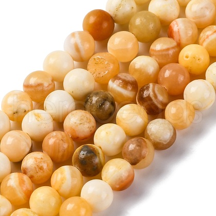 Natural Yellow Jade Beads Strands X-G-F591-17-8MM-1