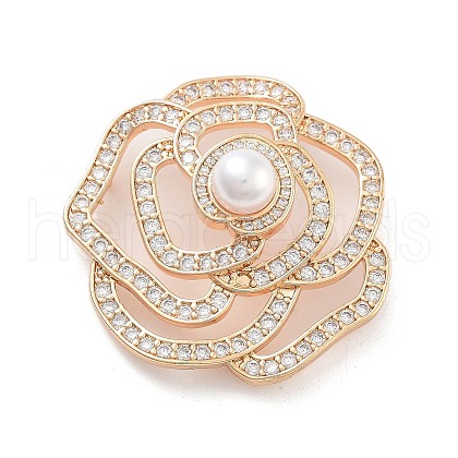 Rack Plating Brass Micro Pave Clear Cubic Zirconia Pendants KK-C063-05G-1