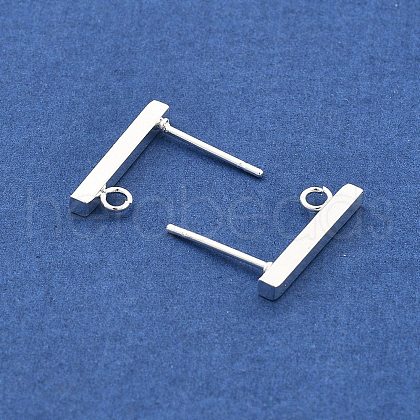 Rectangle 304 Stainless Steel Stud Earring Findings STAS-L244-14A-S-1