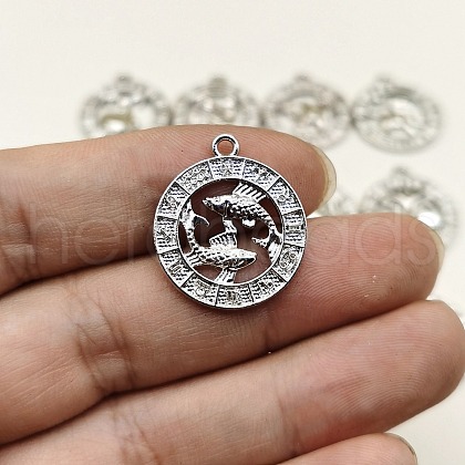 Constellation Themes Alloy Rhinestone Pendants PW-WGDA156-12-1