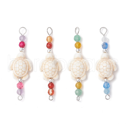 Summer Beach Dyed Synthetic Turquoise Connector Charms PALLOY-JF03747-02-1