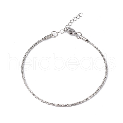 Non-Tarnish 304 Stainless Steel Bone Rope Chain Bracelet for Women BJEW-I311-01A-P-1