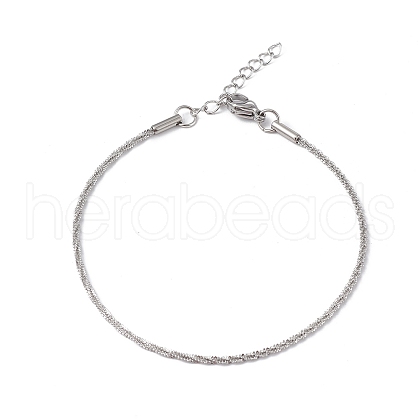 304 Stainless Steel Bone Rope Chain Bracelet for Women BJEW-I311-01A-P-1